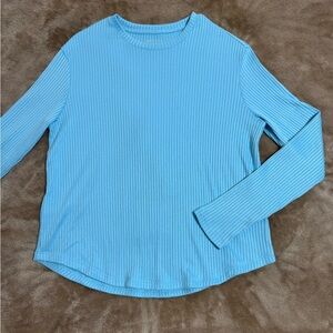 American Eagle Outfitters Light Blue Ribbed Long Sleeve Tee